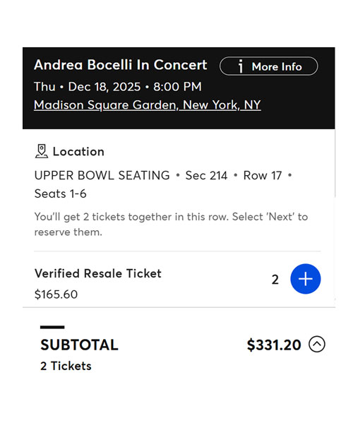ticketmaster ticket price