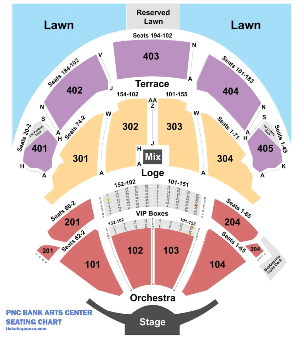 pnc bank arts center seating chart